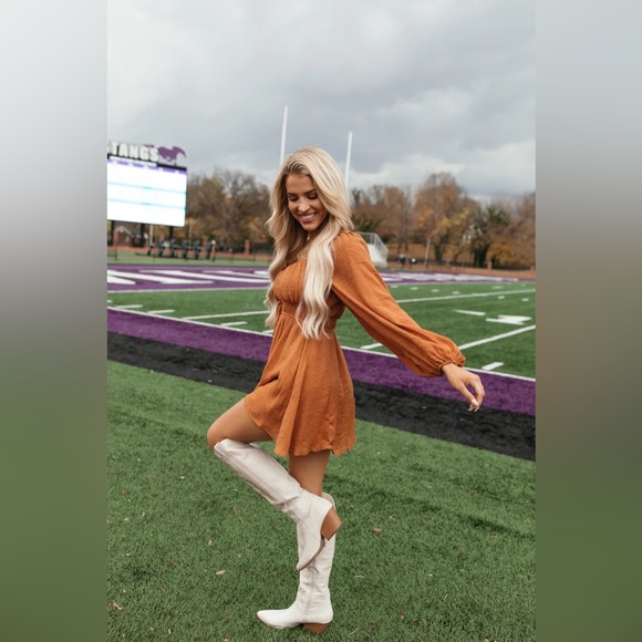 The Post Ali Romper Dress in Copper / Rust Orange Color in Size S - Picture 6 of 8